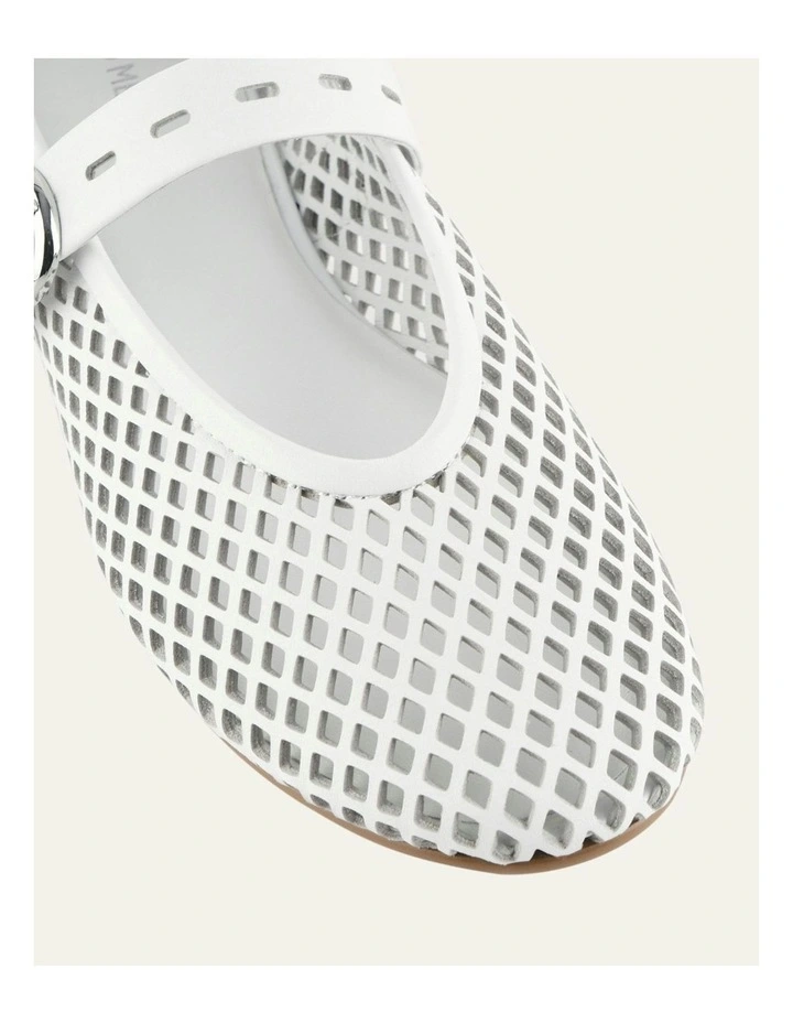 Ginger Flats Ballet in White Leather image 4
