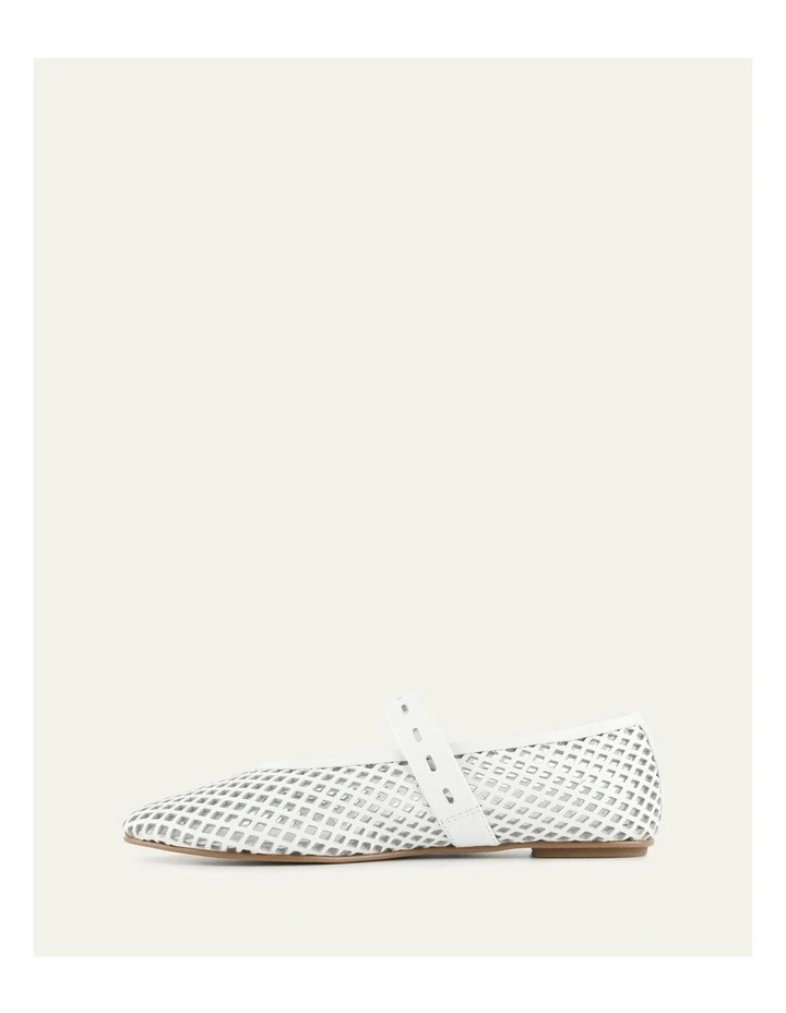 Ginger Flats Ballet in White Leather image 6