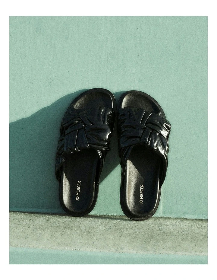 Ollie Leather Flat Sandals in Black image 2