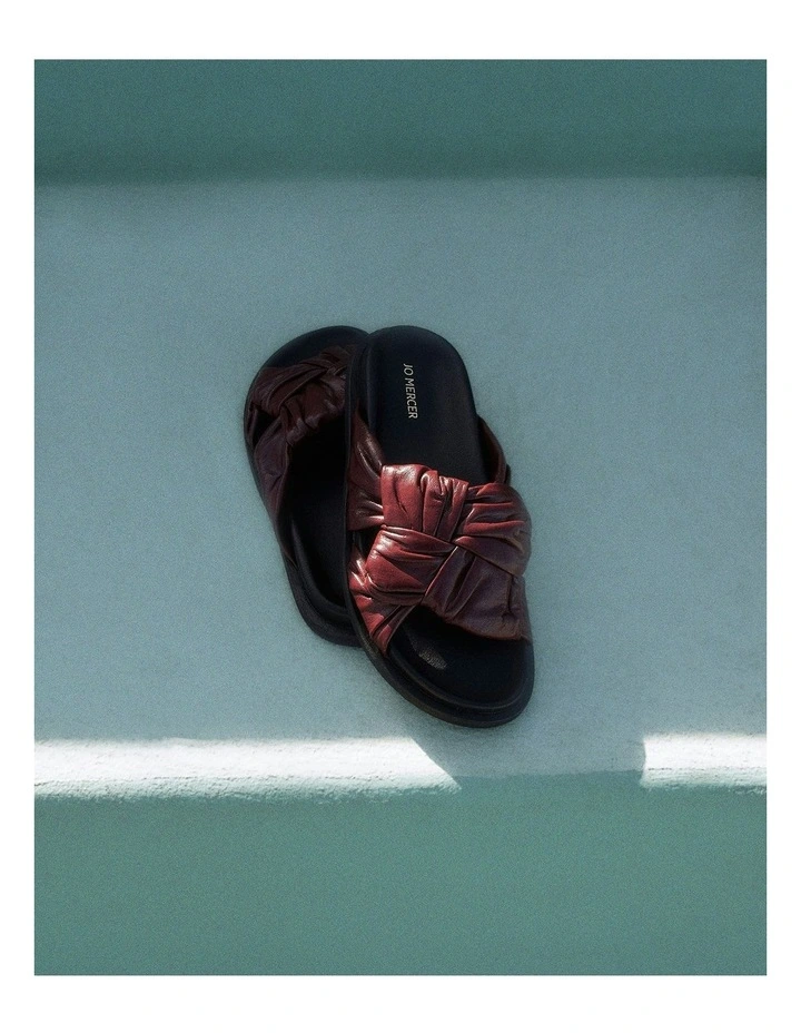 Ollie Leather Flat Sandals in Mulberry image 7