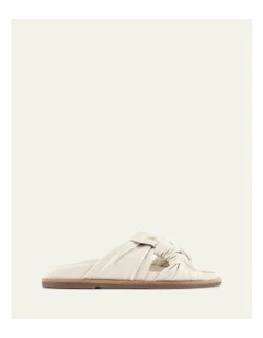 Ollie Leather Flat Sandals in Off White