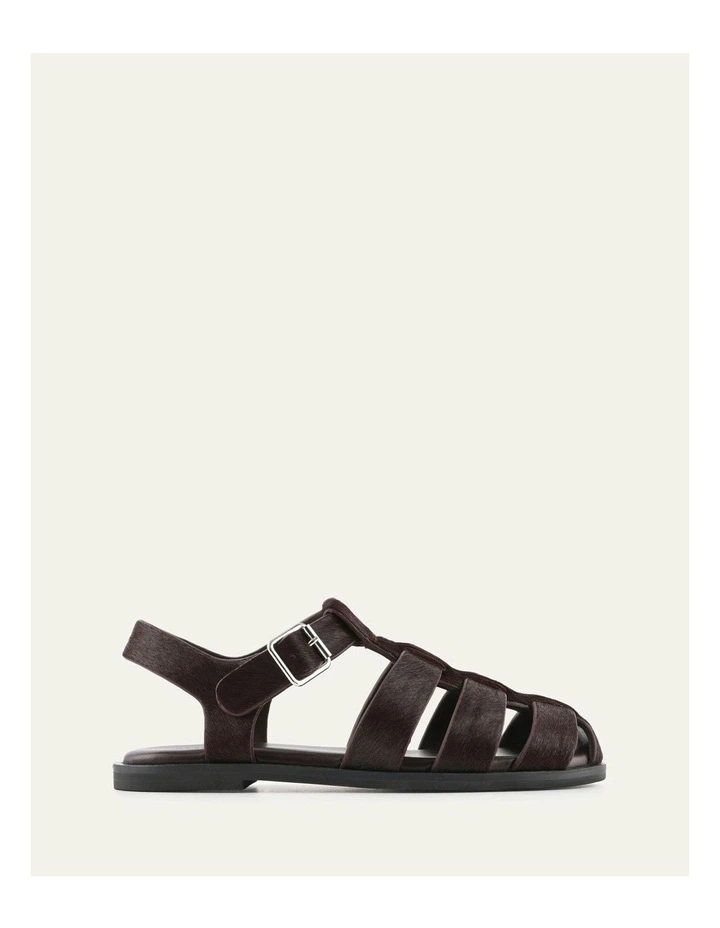 Finn Leather Flat Sandals in Merlot image 1