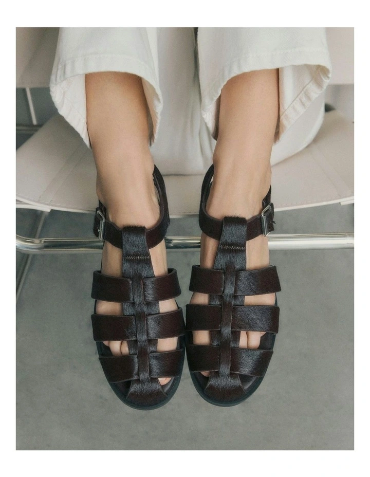 Finn Leather Flat Sandals in Merlot image 6