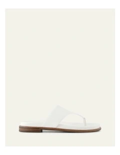 Toby Leather Flat Sandals in White