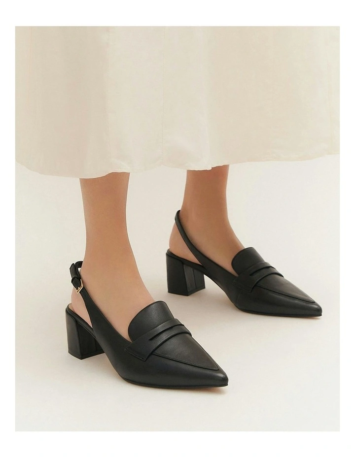 Carlton Low Heels in Black Leather image 7