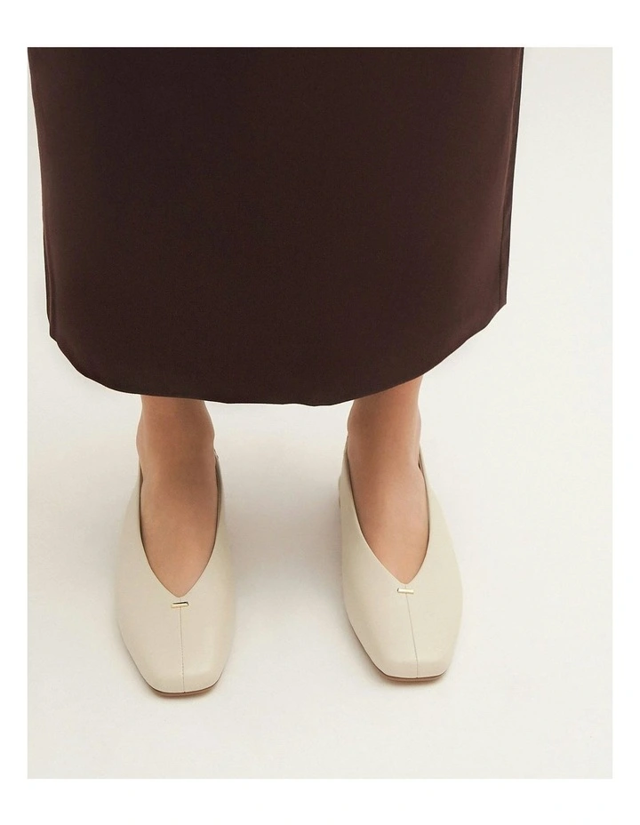 Ashlee Dress Flats in Off White Leather image 7