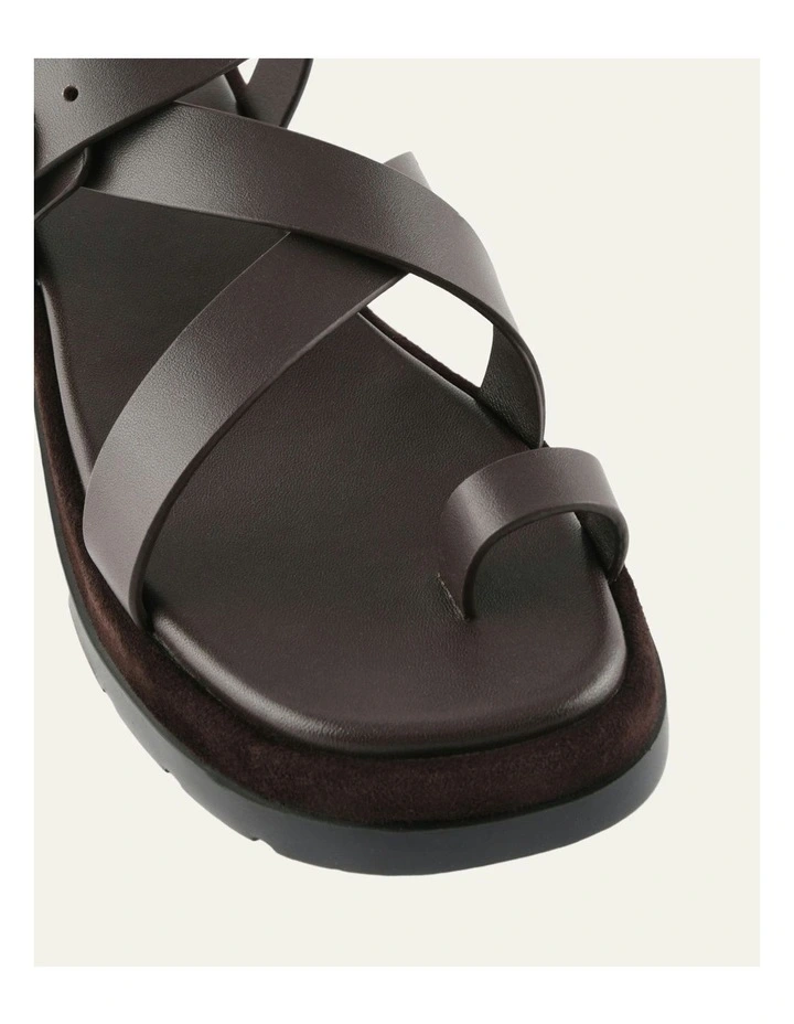 Tommy Flat Sandals in Bitter Choc Leather image 4