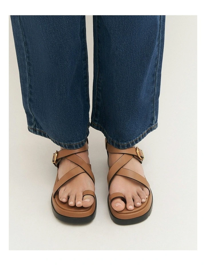 Tommy Flat Sandals Tuscan in Tan Leather image 2