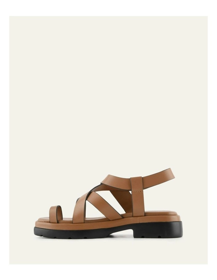 Tommy Flat Sandals Tuscan in Tan Leather image 6