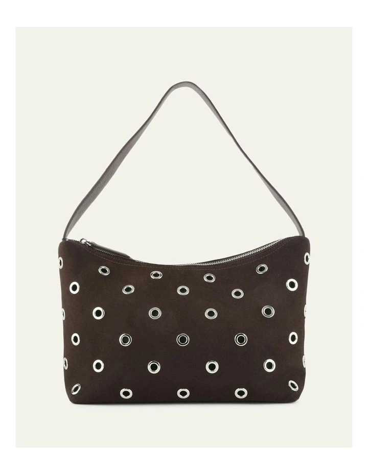 Morris Shoulder Bag in Bitter Choc Suede image 1