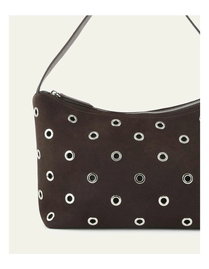Morris Shoulder Bag in Bitter Choc Suede image 2