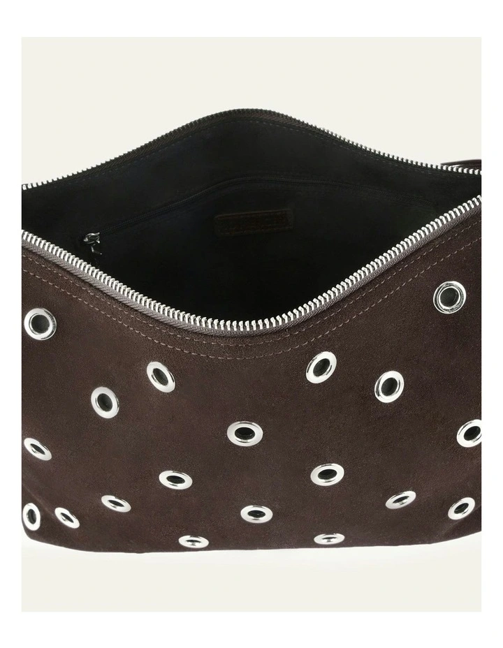 Morris Shoulder Bag in Bitter Choc Suede image 4