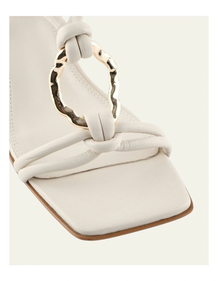 Knight Mid Heel Sandals in Off White Leather image 3