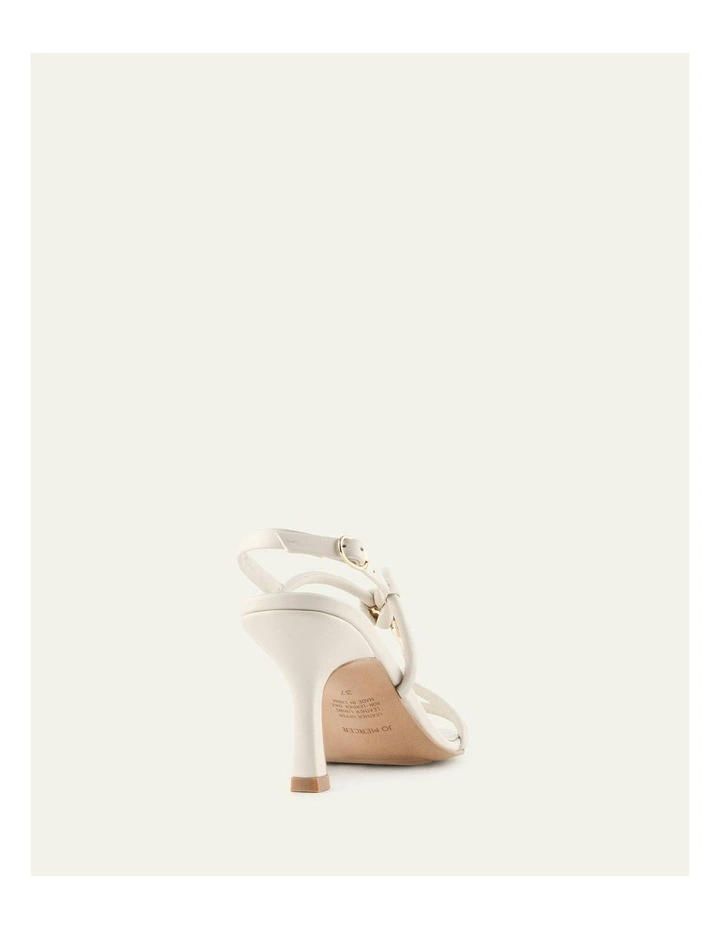 Knight Mid Heel Sandals in Off White Leather image 4
