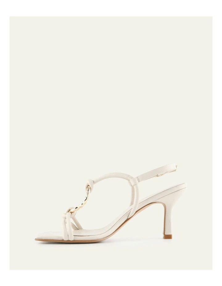 Knight Mid Heel Sandals in Off White Leather image 5