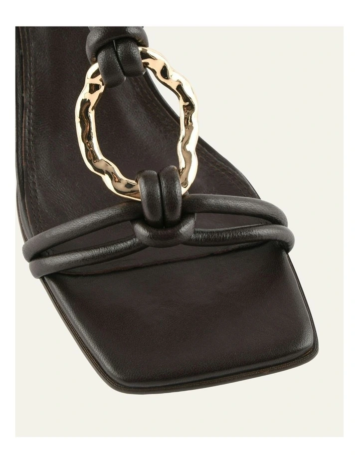 Knight Mid Heel Sandals in Bitter Choc Leather image 4