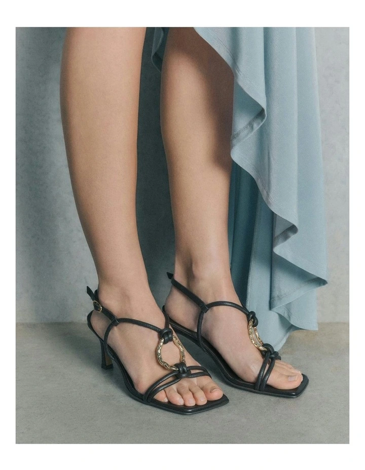 Knight Mid Heel Sandals in Bitter Choc Leather image 7