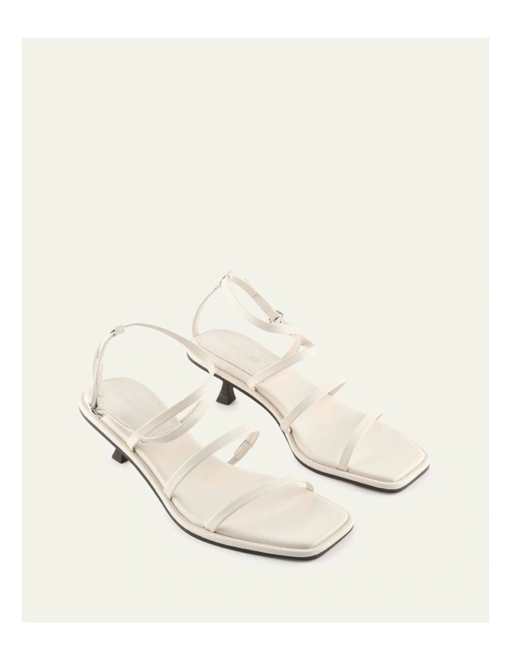 Tucker Mid Heel Sandals in Off White Leather image 3