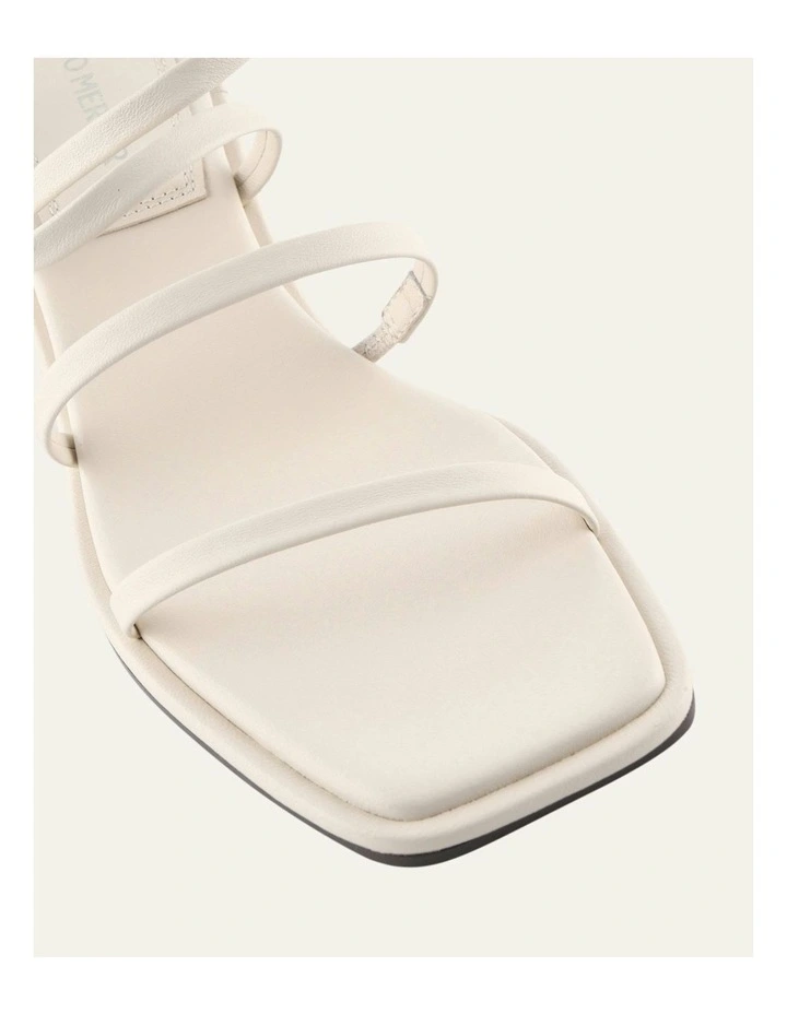 Tucker Mid Heel Sandals in Off White Leather image 4