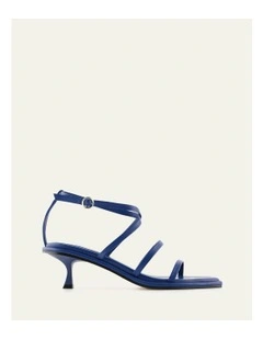 Tucker Mid Heel Sandals in Cobalt Leather