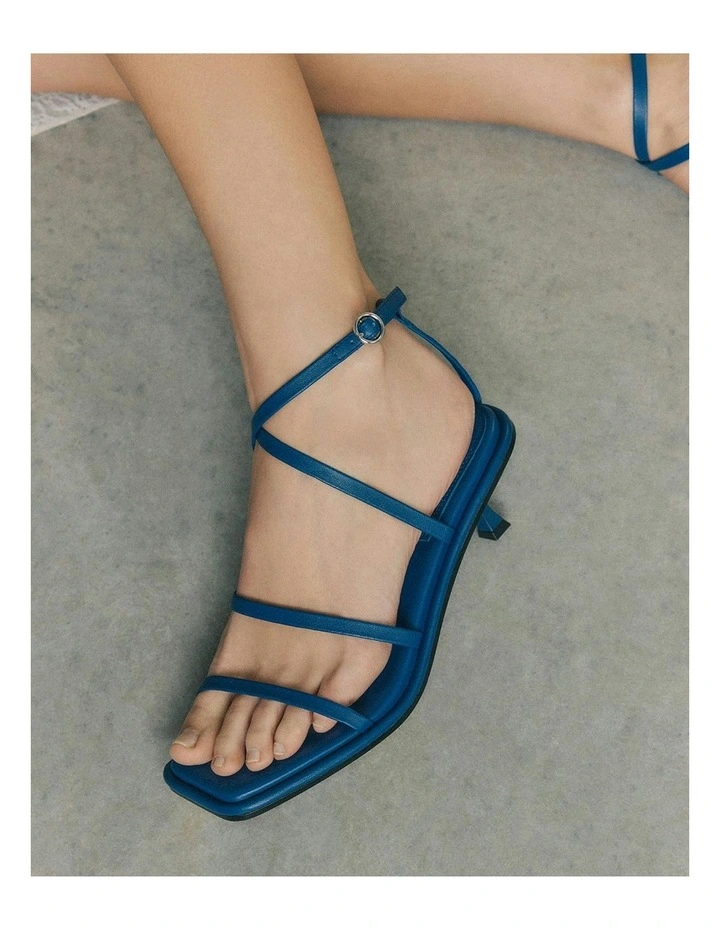 Tucker Mid Heel Sandals in Cobalt Leather image 2