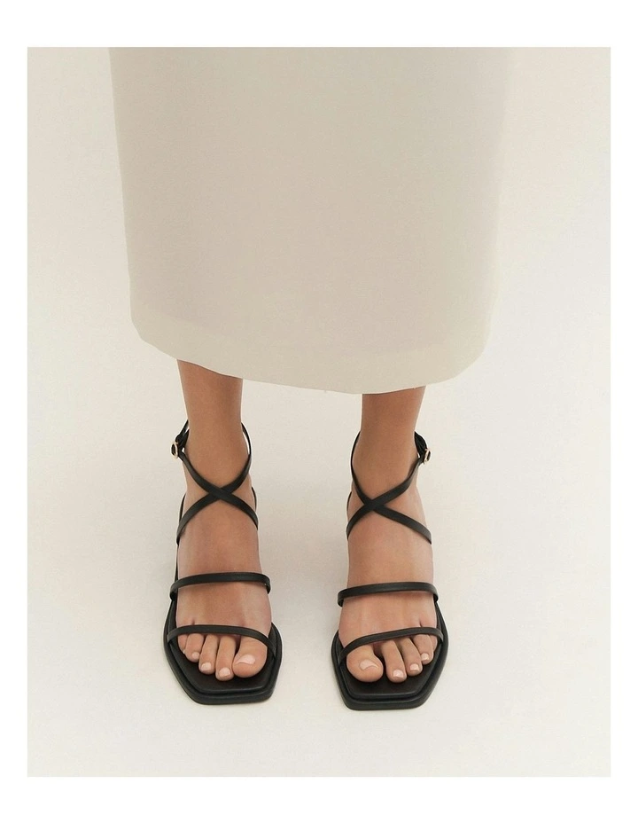 Tucker Mid Heel Sandals in Black image 3