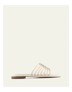 Chia Flat Sandals in Off White Leather
