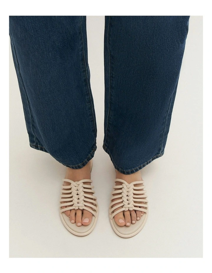 Chia Flat Sandals in Off White Leather image 2