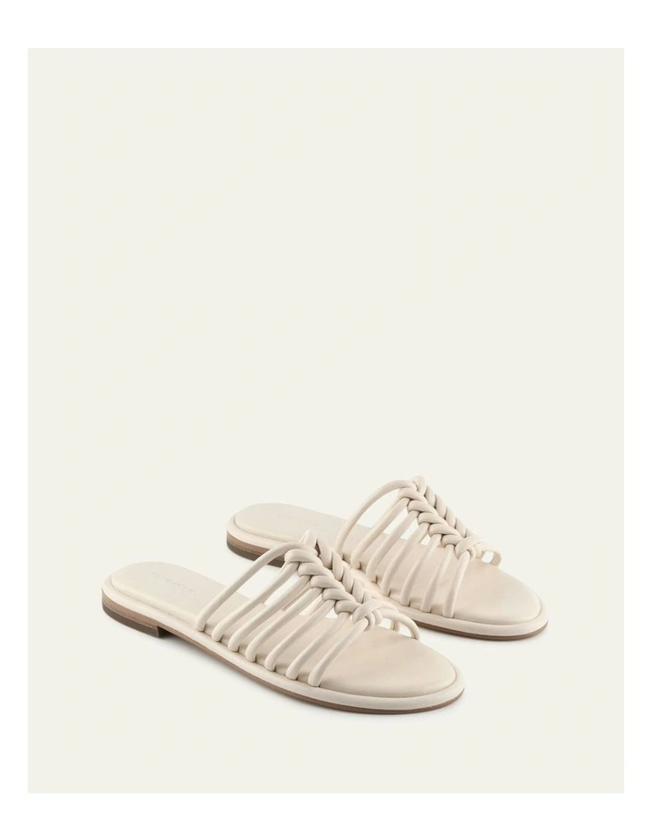 Chia Flat Sandals in Off White Leather image 3