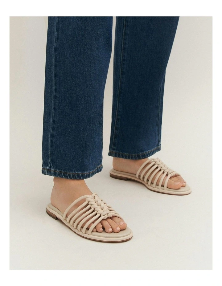 Chia Flat Sandals in Off White Leather image 7