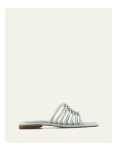 Chia Flat Sandals in Dusk Blue Leather