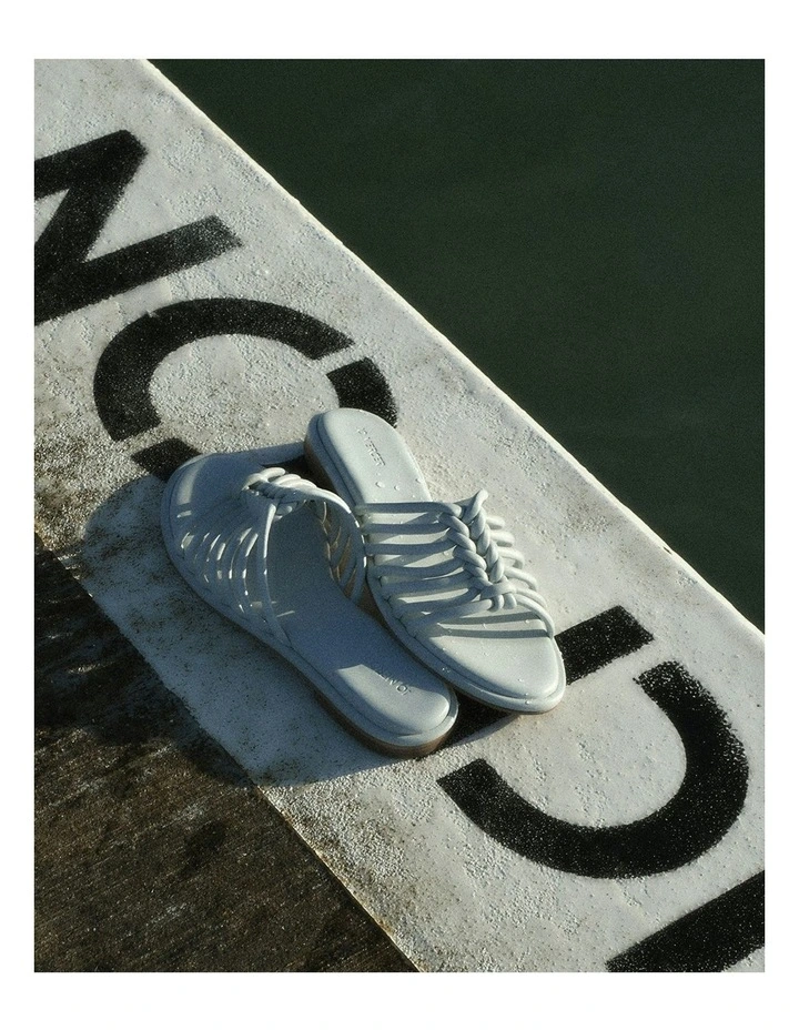 Chia Flat Sandals in Dusk Blue Leather image 7