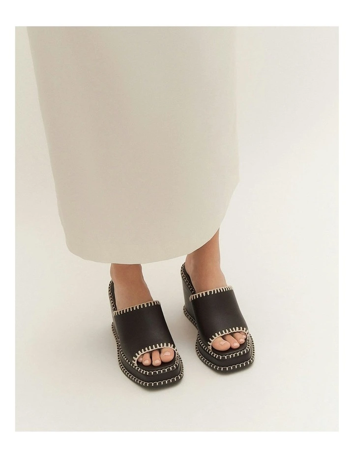 Frankie High Wedge Sandals in Bitter Choc Leather image 7