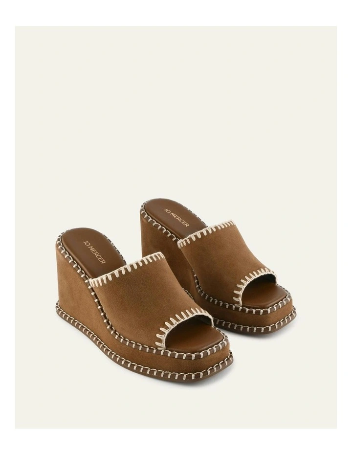 Frankie High Wedge Sandals in Biscuit Suede image 3