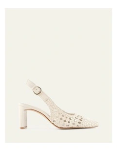 Oscar Mid Heels in Off White Leather