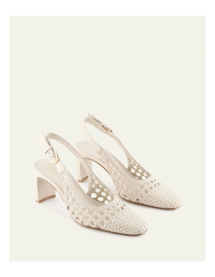 Oscar Mid Heels in Off White Leather image 3