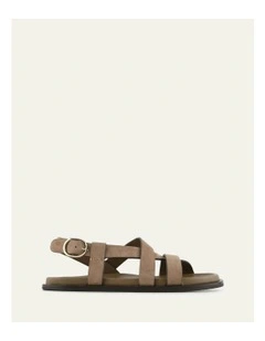 Falcon Flat Sandals in Latte Suede
