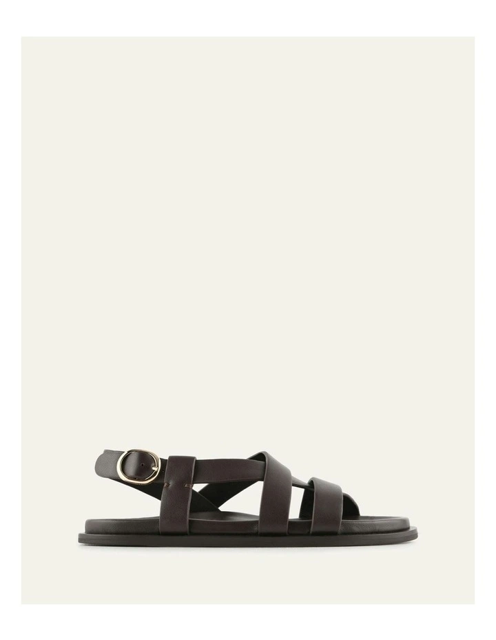 Falcon Leather Flat Sandals in Bitter Chocolate image 1