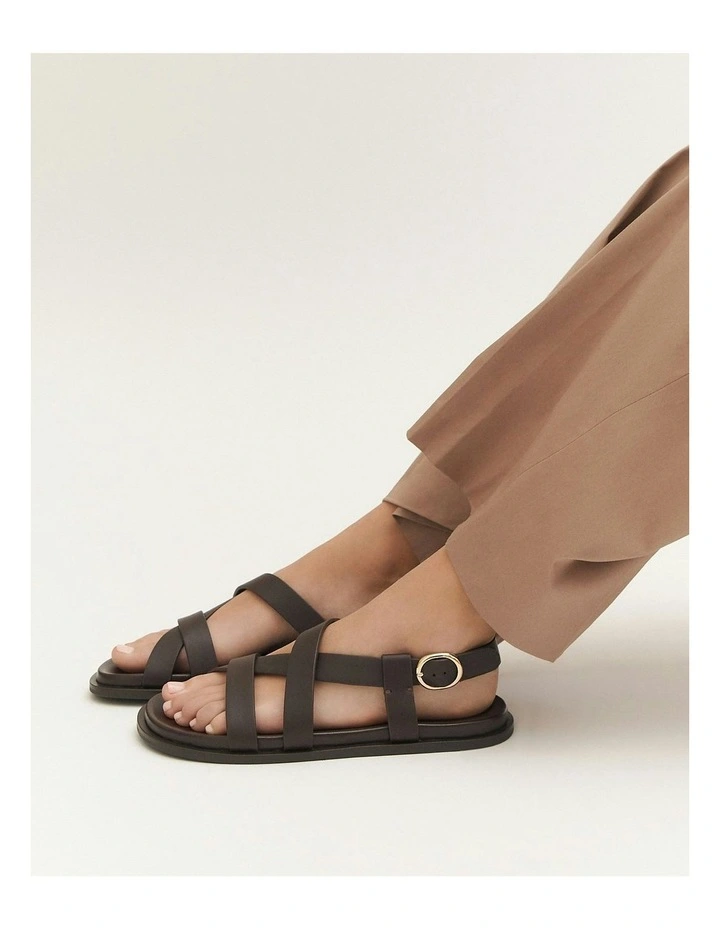 Falcon Leather Flat Sandals in Bitter Chocolate image 2