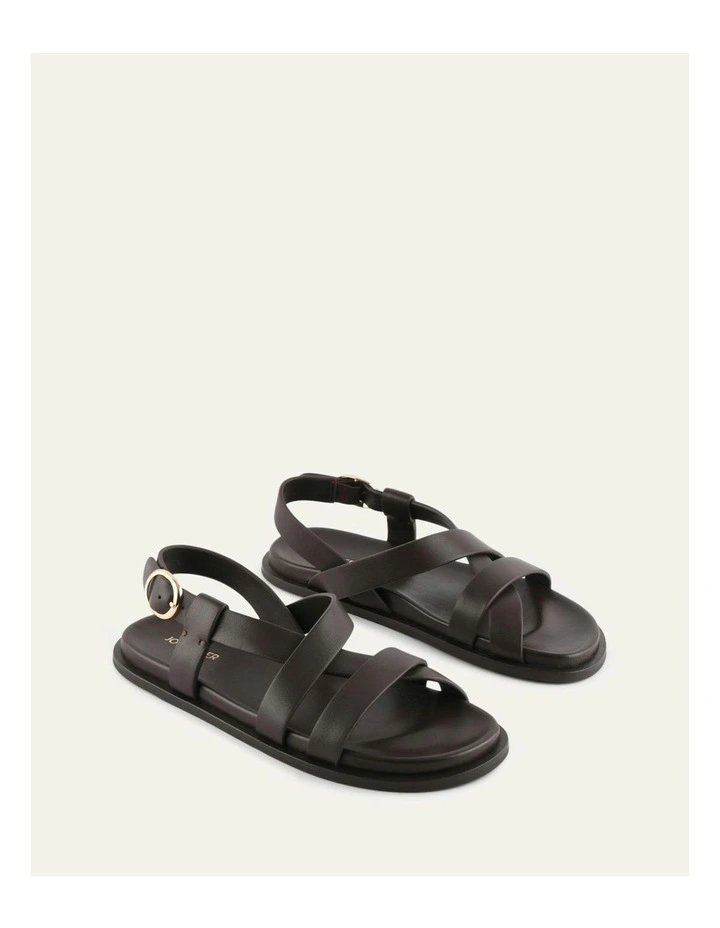 Falcon Leather Flat Sandals in Bitter Chocolate image 3