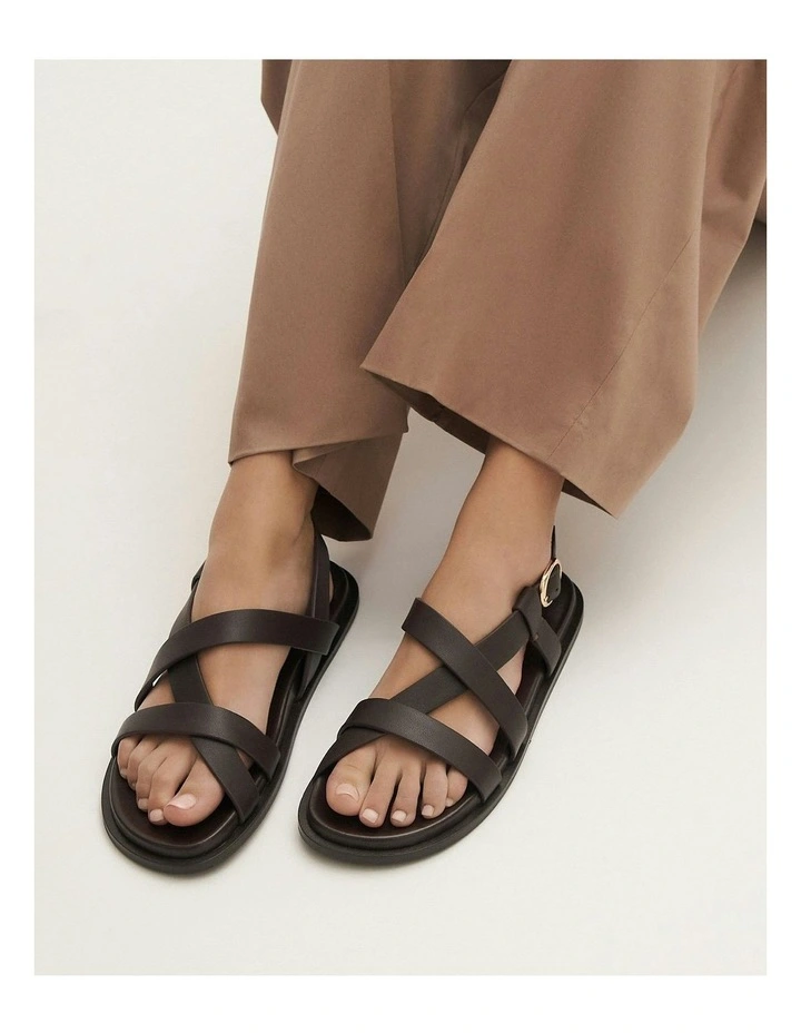 Falcon Leather Flat Sandals in Bitter Chocolate image 7