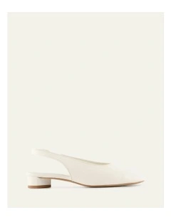 Orbit Low Heels in Off White Leather