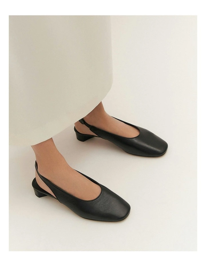 Orbit Low Heels in Black Leather image 2