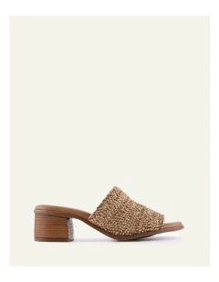 Ripley Low Heel Sandals in Tan Raffia