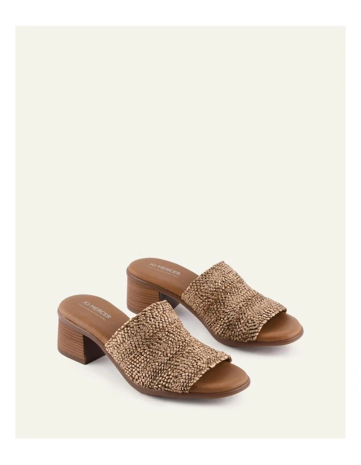 Ripley Low Heel Sandals in Tan Raffia image 2
