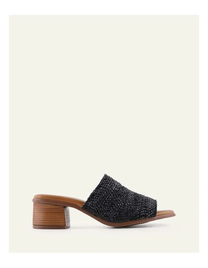 Ripley Low Heel Sandals in Black Raffia image 1