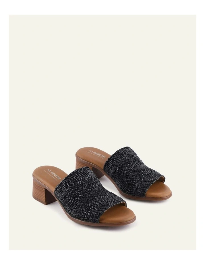 Ripley Low Heel Sandals in Black Raffia image 2
