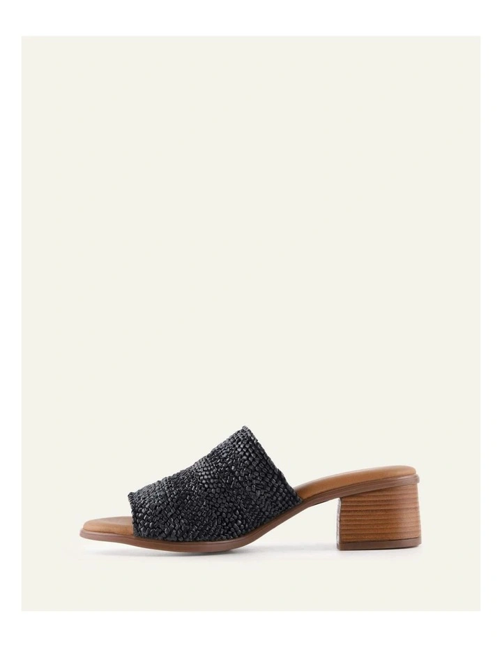 Ripley Low Heel Sandals in Black Raffia image 4
