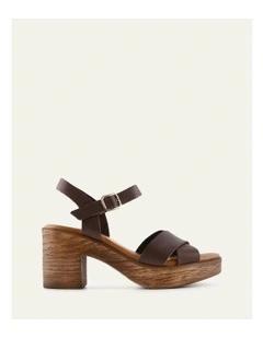 Quartz Mid Heel Sandals in Chocolate Leather