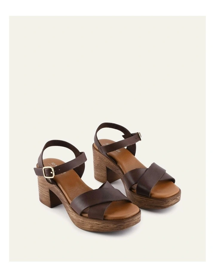 Quartz Mid Heel Sandals in Chocolate Leather image 2